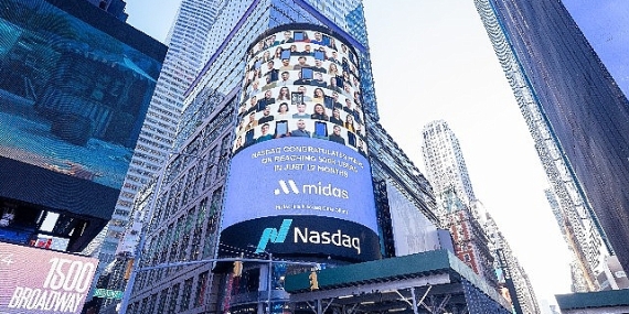 Nasdaq, Midas'ın 500.000 kullanıcıya ulaşmasını New York Times Meydanı'nda kutladı