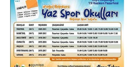 Yaz Spor Okulları Kayıtları Başlıyor
