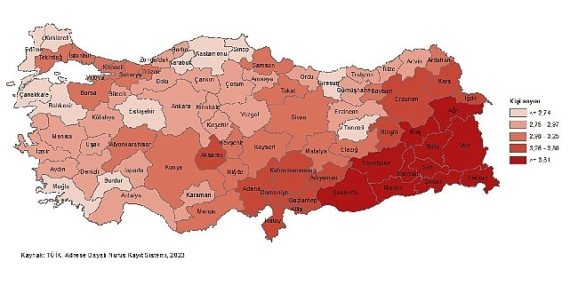 Tüik: Ortalama hanehalkı büyüklüğü 3,14 oldu